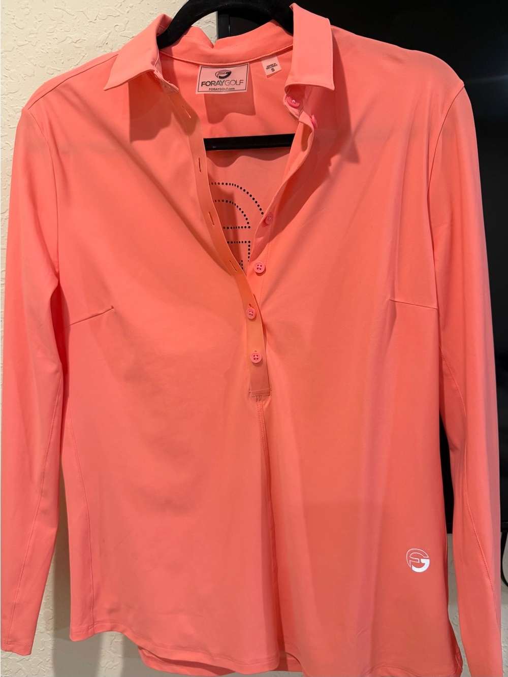 Foray Golf Long Sleeve Polo - Coral Pink